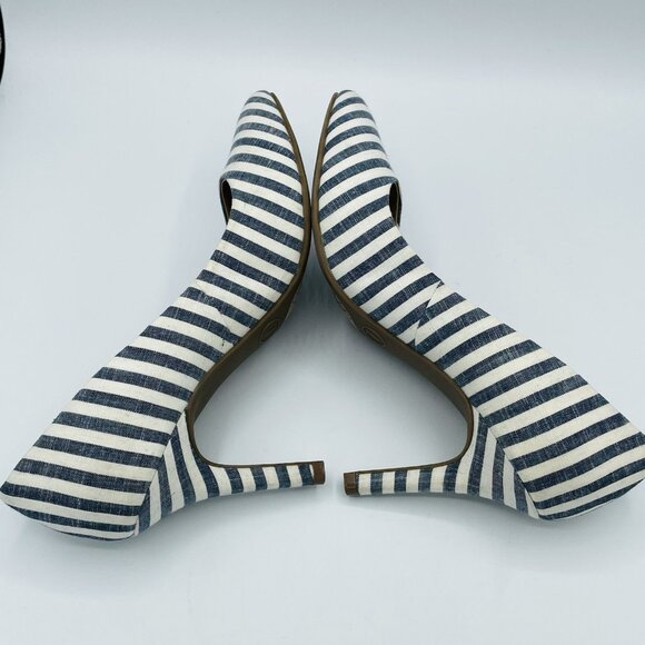 Merona Shoe Womens Size 7 Blue Striped Heels Stiletto Pointy Toe Slip On Comfort - Picture 11 of 11